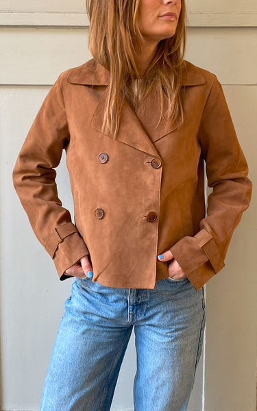 Suede trench coat