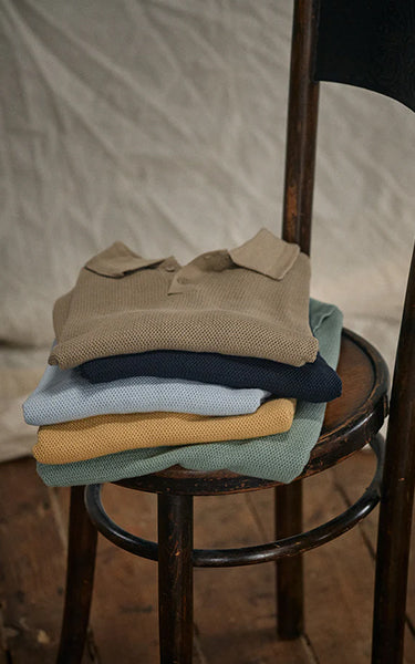 Knit polo blue water