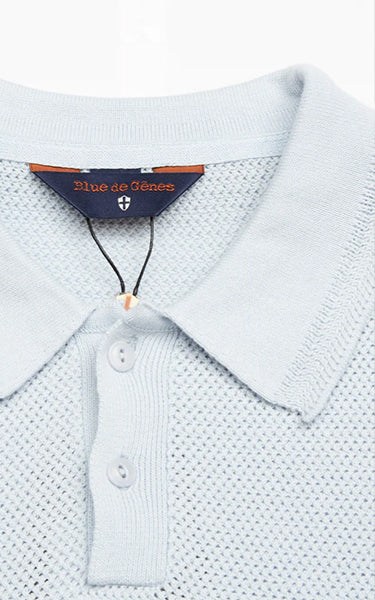 Knit polo blue water