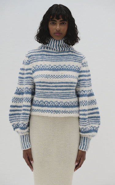 Achira sweater Ivory turquoise